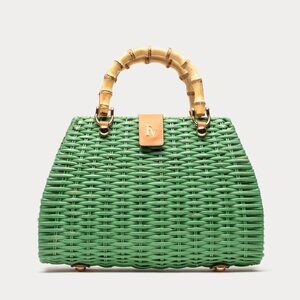 Frances Valentine Rooster Wicker Basket in Green